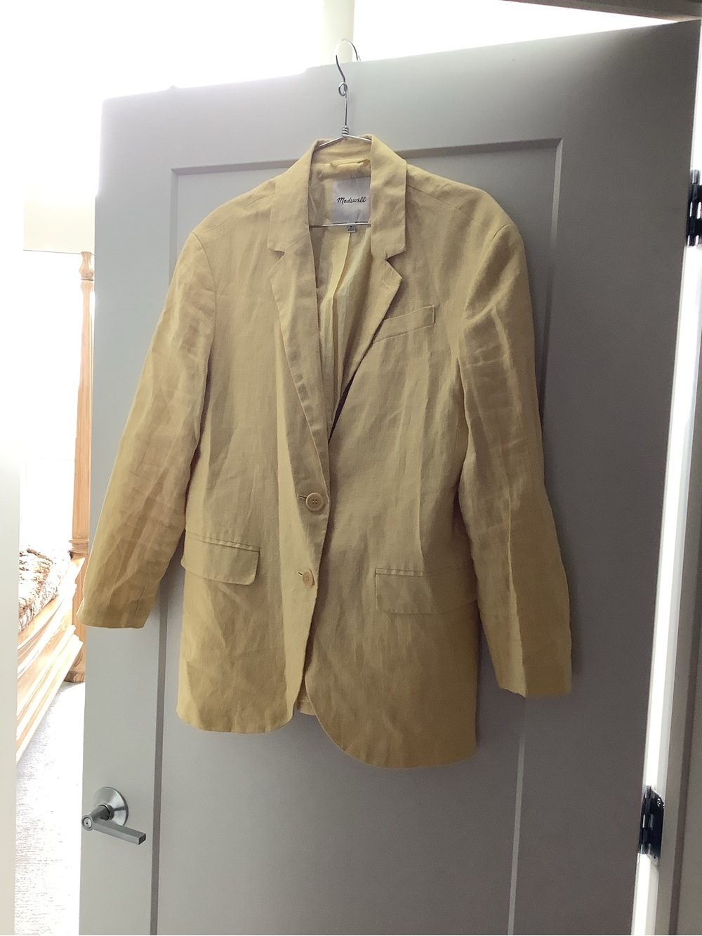 Madewell Pale Yellow Linen-Blend Women's Blazer